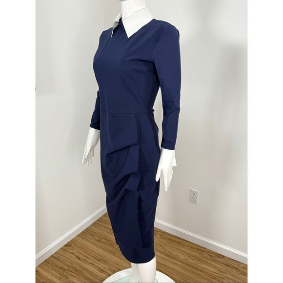 Chiara Boni La Petite Robe Womens Ferflo Bic Collared Cocktail Dress Blue 8 - Picture 10 of 13